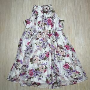 Torrid White Floral Chiffon Halter Fit & Flare Sleeveless Spring Summer Dress 2X